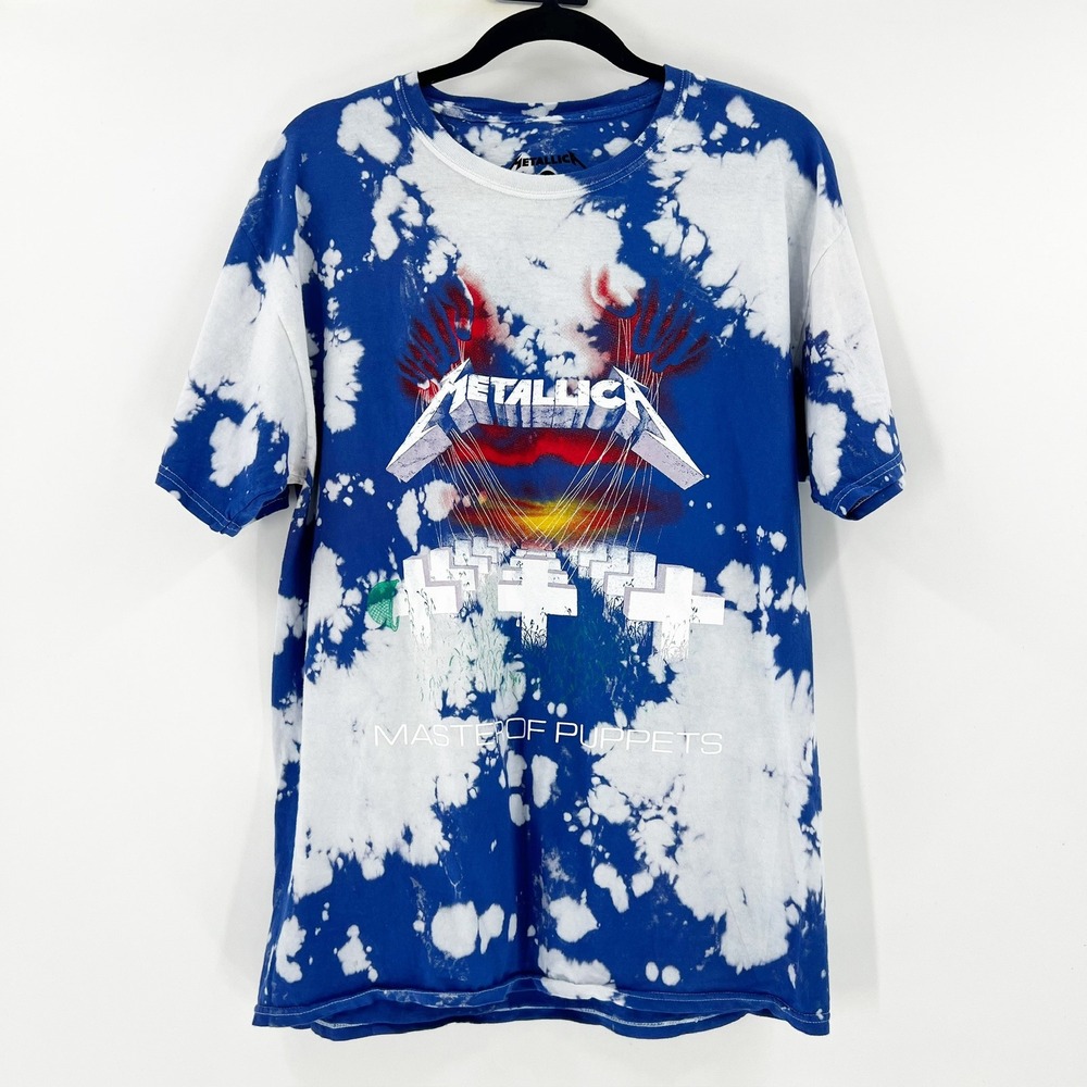 NWOT Metallica Master of Puppets Bleach Tie Dye T Shirt Graphic Band‎ Tee